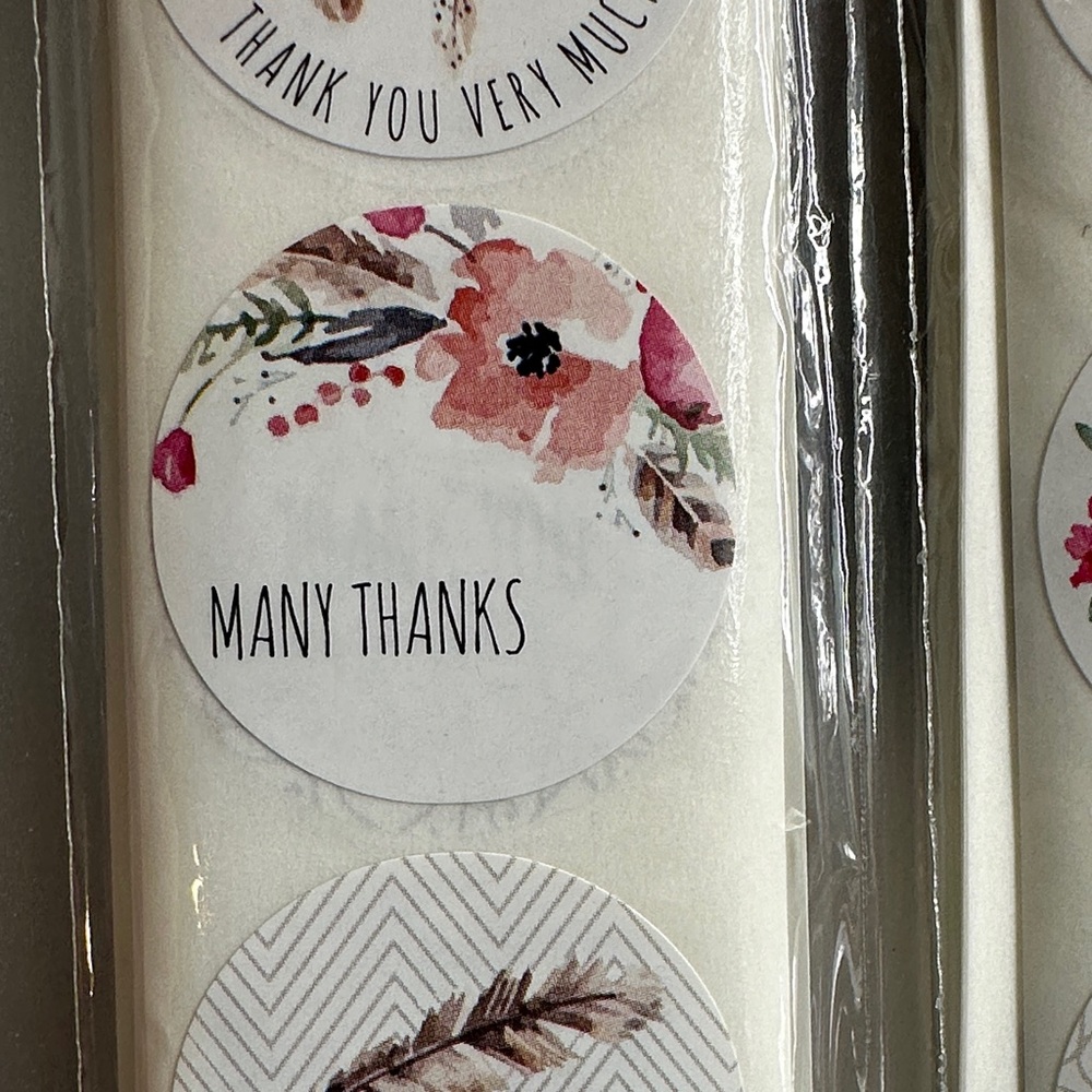 300  1 Inch Boho Floral Thank You Sticker Set - Picture 4 of 8
